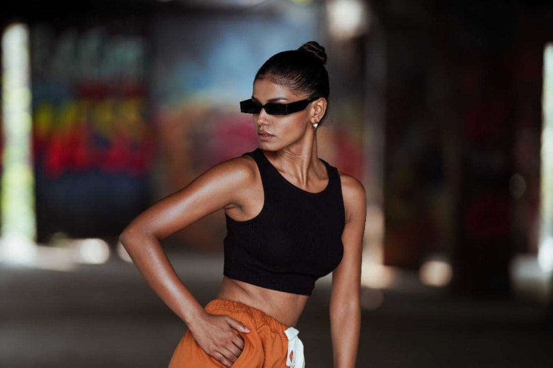 Women's Black Knitted Crop Top