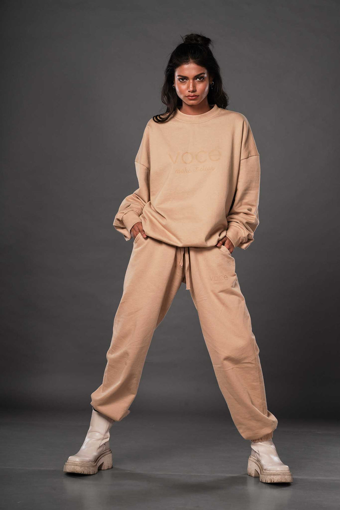 Crewneck Buff Beige Jogger Set