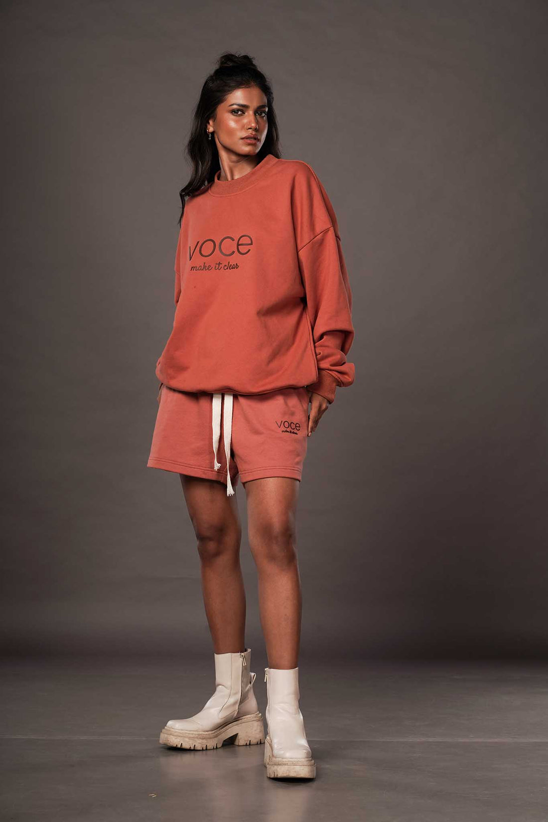 Crewneck Dusky Red Fleece Sweat Shirt
