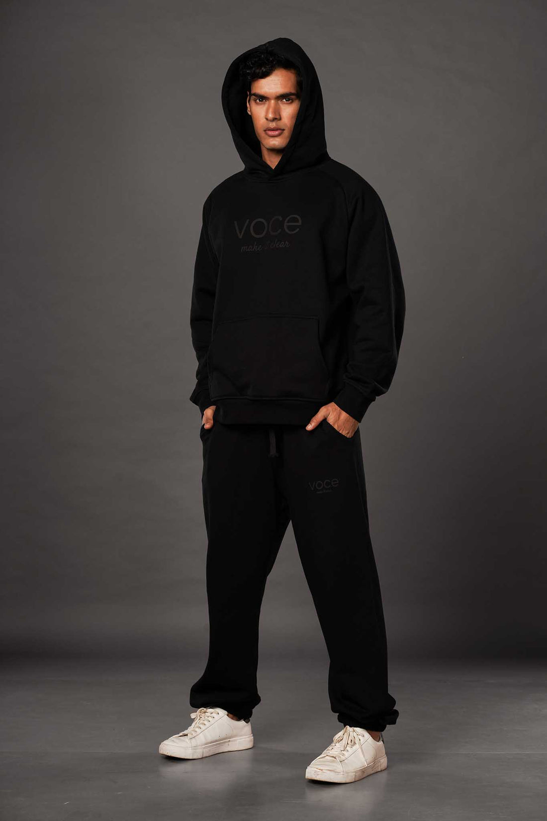 Pitch Black Fleece Hoodie Set