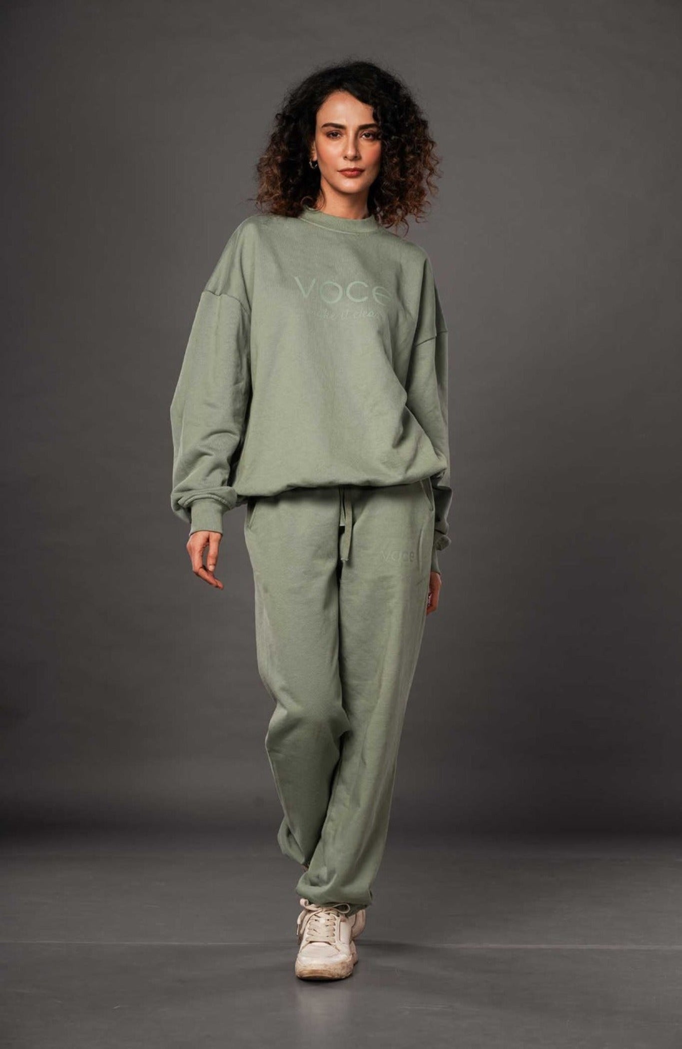 Crewneck Sage Green Jogger Set